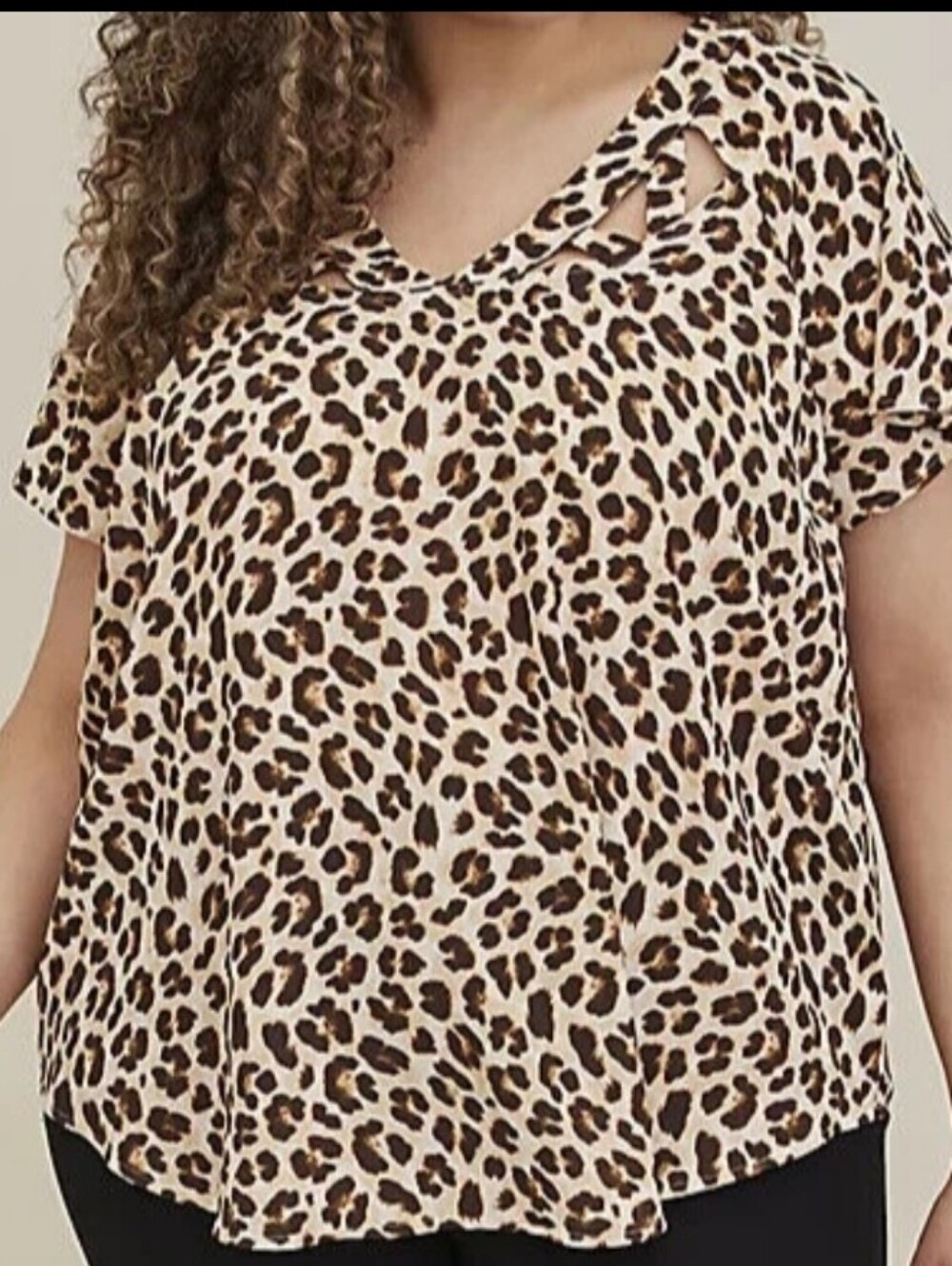 Torrid Leopard Print Cutout V-Neck Blouse Top Casual Career Short Sleeve 3X